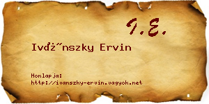 Ivánszky Ervin névjegykártya